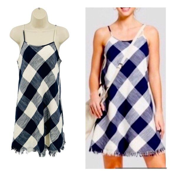 Universal Threads Gingham A-Line Sundress Womens XS Dress Gingham Navy White - Picture 1 of 9